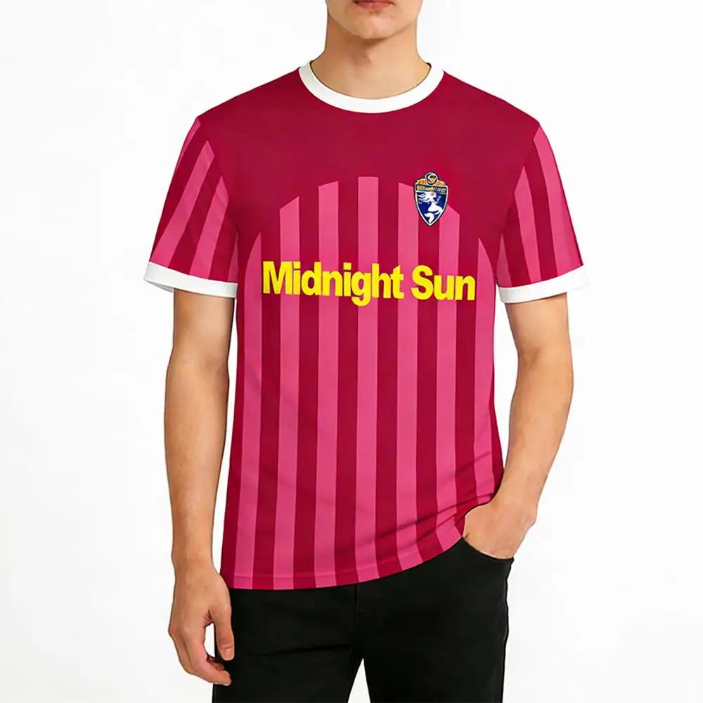 Zara Larsson Midnight Sun Pink Football Jersey Street T-shirt unisexe imprimé tendance à col rond, t
