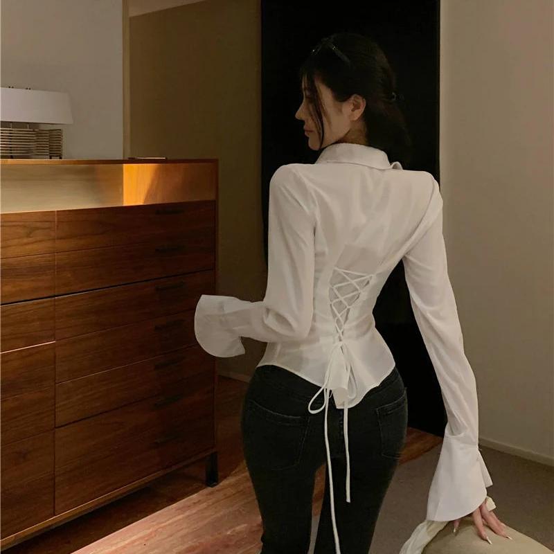 Gidyq mode femmes chemises de pansement coréen tout Match Streetwear femme mince Blouse printemps dé