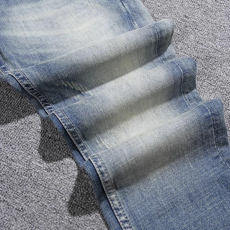 Jeans italiens de créateur pour hommes, coupe slim, style rétro, bleu délavé, brodés, haute qualité,