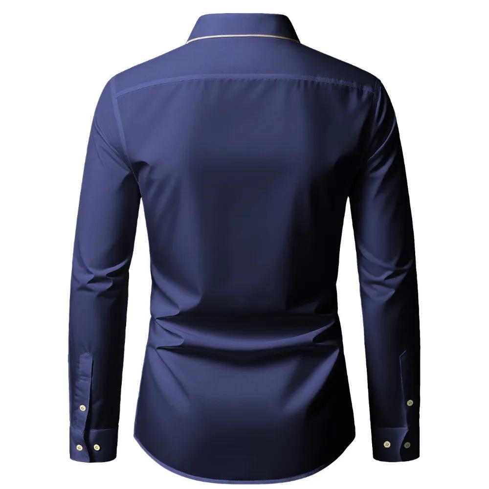 2025 nouveaux hommes Patchwork chemise mode luxe à manches longues intelligent décontracté quatre sa