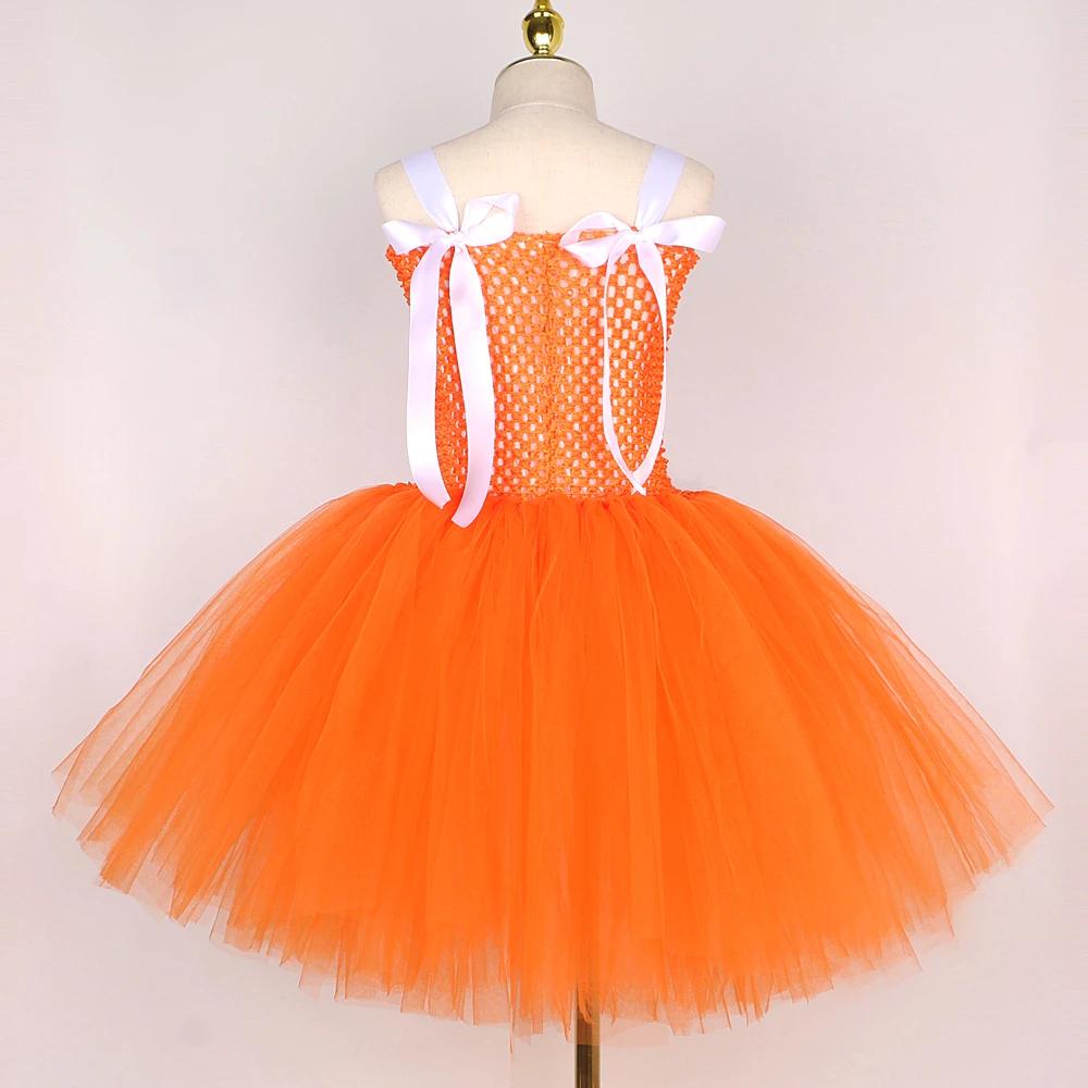Costumes de renard blanc et orange pour filles, enfants, robe tutu fantaisie avec oreilles, tenues d