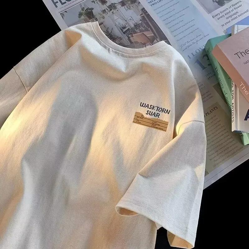 M-8XL Hommes Surdimensionné T-shirt Décontracté Lâche style américain simple lettre notes Impression