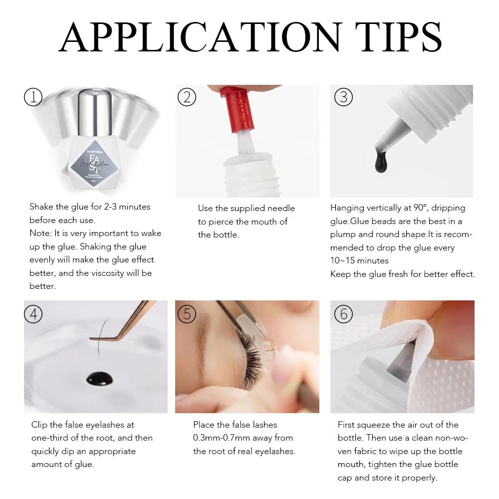 SUMFORMI 10 pièces Extensions de faux cils colle 0.3S séchage rapide imperméable mince cils cils adh