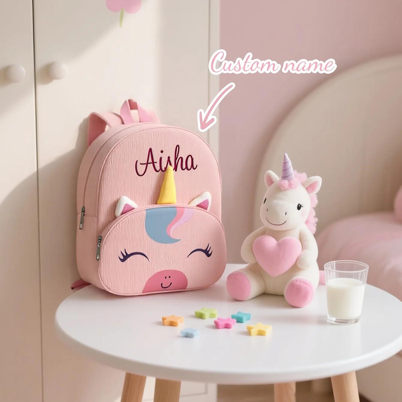 Sac à dos licorne personnalisé enfants - Cadeau Noël maternelle dessin animé brodé mignon