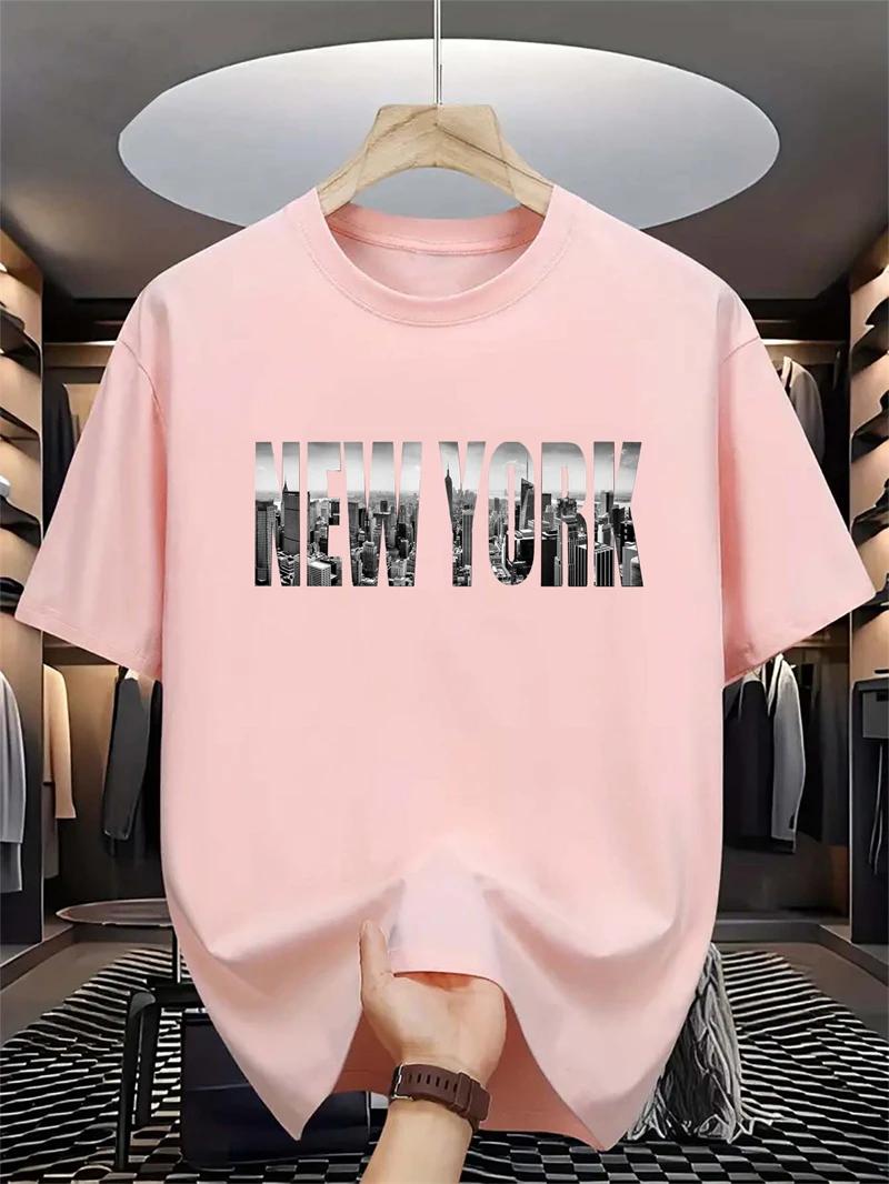 Mode Simple New York Lettres T-shirts Pour Hommes D'été À La Mode Hip Hop 3D Imprimé T-shirts Lâche 