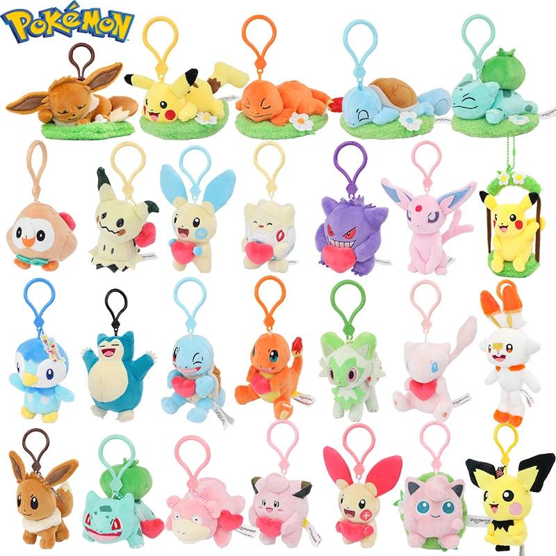 Porte-clés Original Pokemon Espeon Clefairy Jigglypuff Piplup, jouets en peluche ronflex Mimikyu Spr