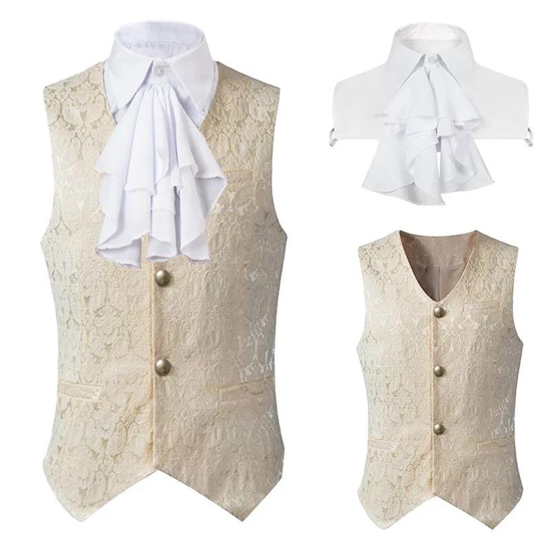 Gilet Steampunk Renaissance pour hommes, manteau gothique Jacquard, simple boutonnage, robe formelle