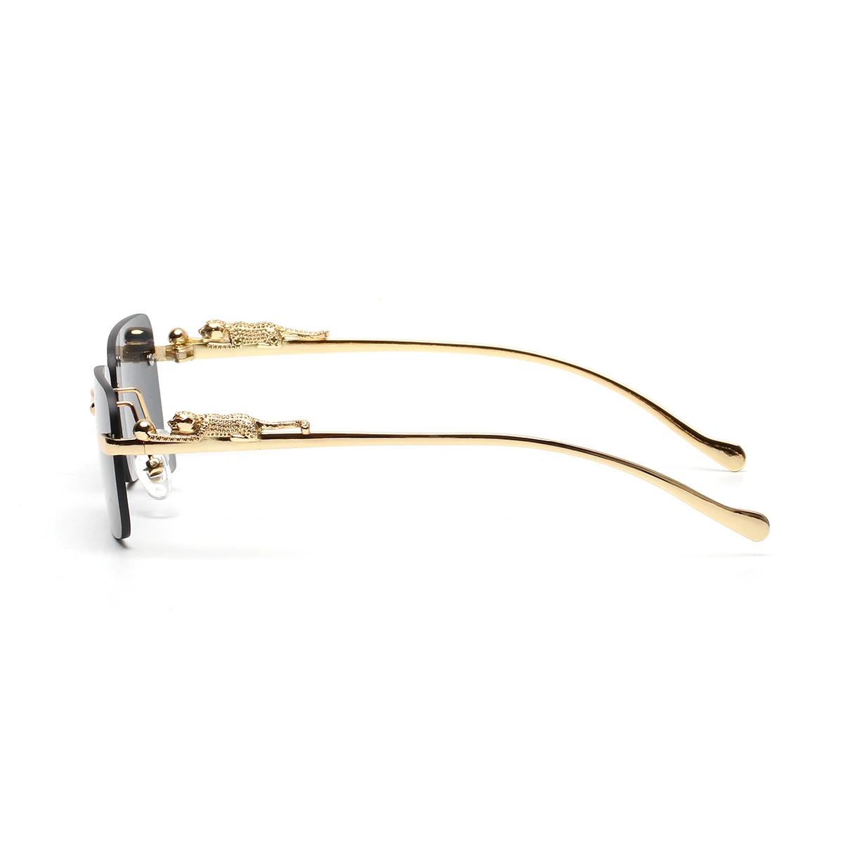 Lunettes de soleil sans monture Ruiao UV400, lunettes carrées en métal tendance pour hommes et femme