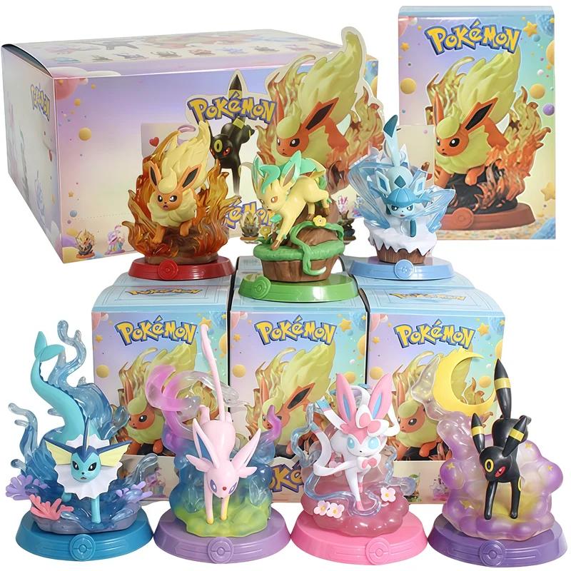 Figurine Pokemon Eeveelution Espeon Sylveon Glaceon Leafeon Vaporeon Umbreon Flareon, modèle de boît
