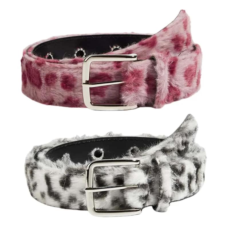 Ceinture en peluche rose pour femmes, tendance Y2k, accessoires pour jeans polyvalents, boucle ardil