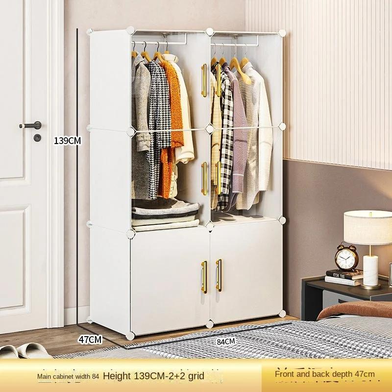Armoire à Vêtements Robuste et Pliable en Plastique pour Chambre à Coucher, Meuble de Rangement en F