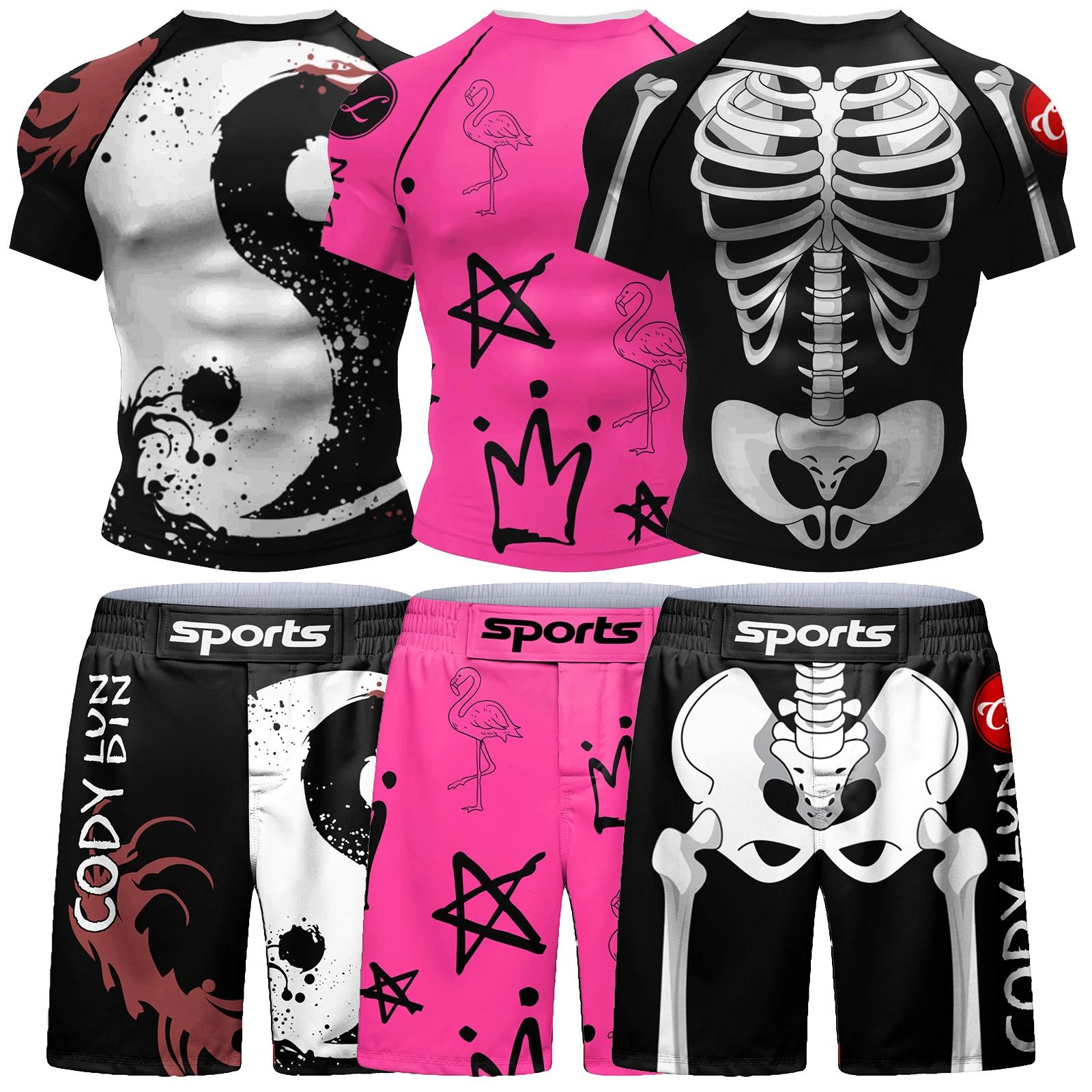 Ensembles courts de vêtements de Surf de plage populaires pour jiu jitsu Bjj No Gi Rashguard + Short