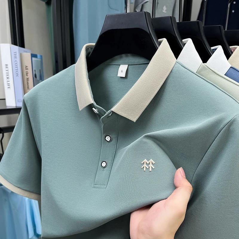 Designer marque mercerisé coton manches courtes polo shirt été nouveau style coréen Casual hommes t