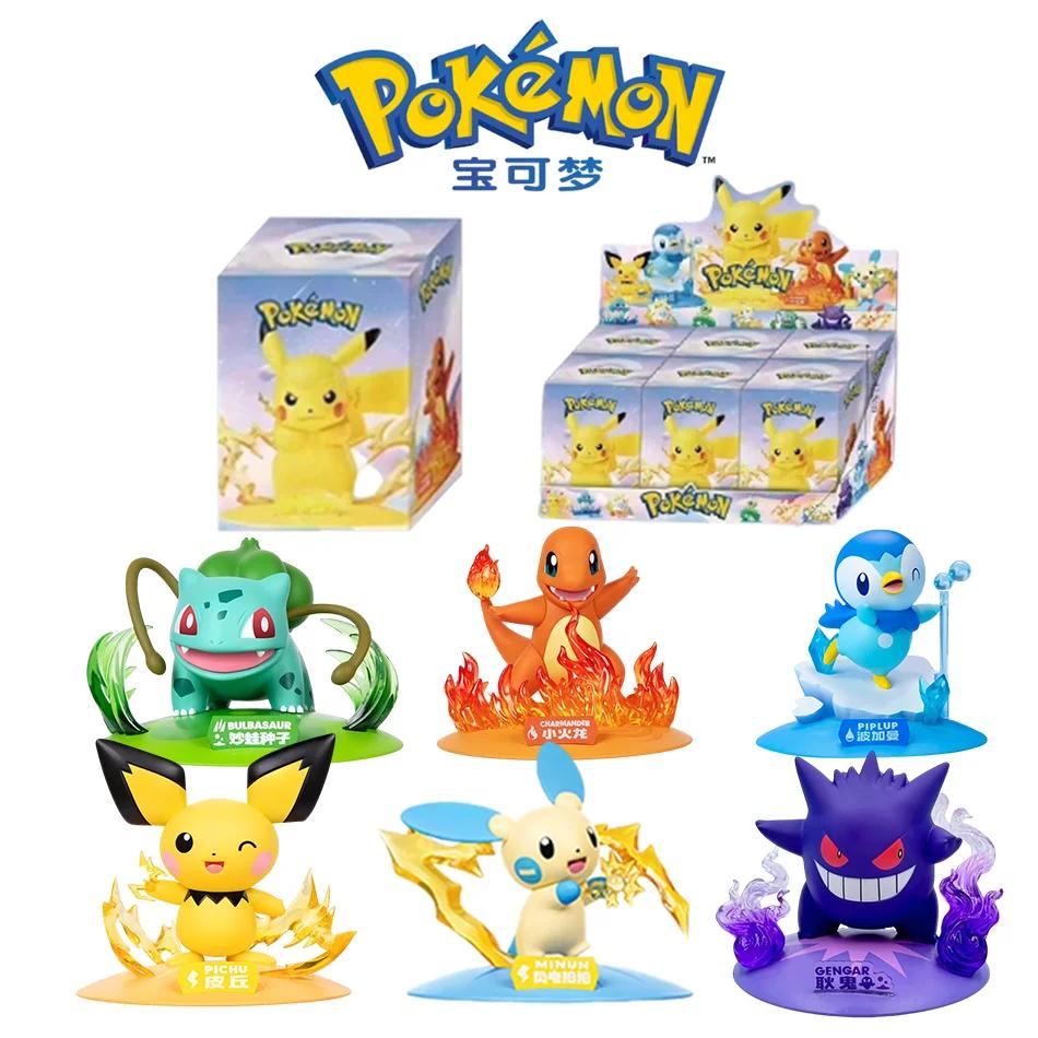 12 poupées d'action Pok é mon Pikachu, boîte aveugle, modèles Anime, décorations de bureau, jouets P