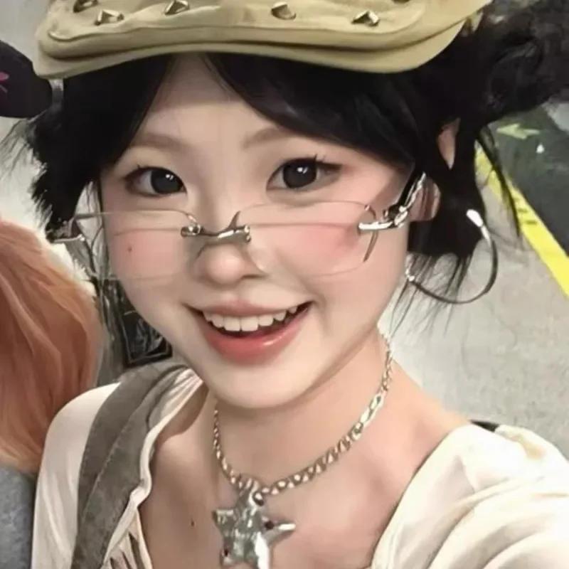 Lunettes à monture carrée rétro pour femmes et filles, verres japonais Harajuku, sans bords, Anti-bl