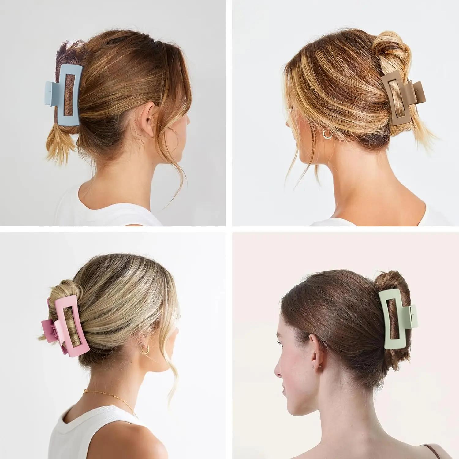 Pinces à cheveux carrées moyennes de 3.4 pouces pour femmes, 7 pièces, cheveux épais et fins, pinces