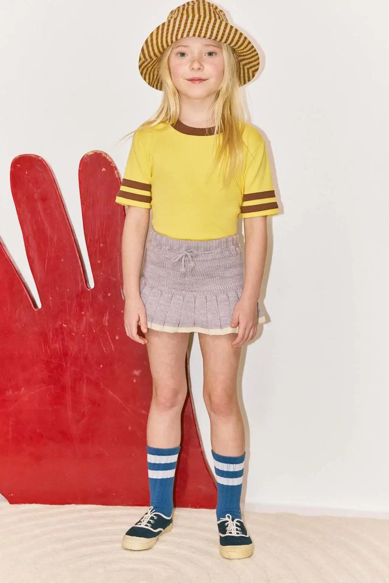 Ensemble jupe et veste en tricot popcorn style rétro campagnard MP pour filles, collection été 2026