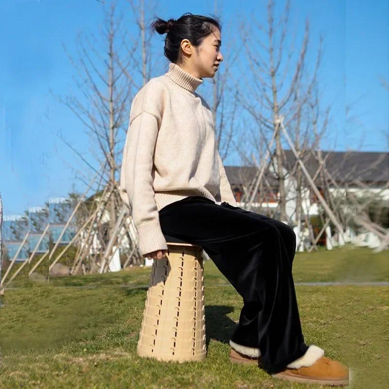 Tabouret pliant extérieur avec colle souple, résistance aux roulements, petite taille, portable, voy