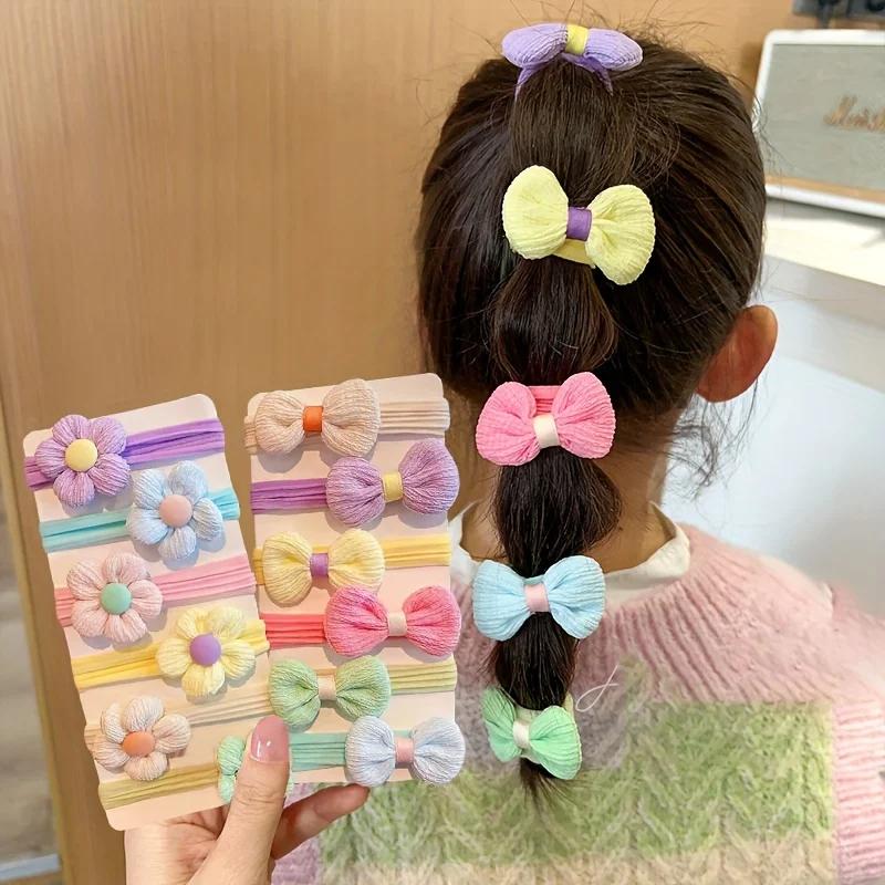 12 pièces nouveau coupe cheveux cravates princesse douce fleur arc filles femmes élastiques bandes d