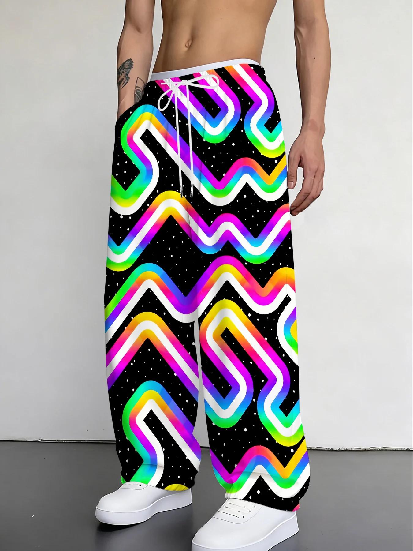 Nouveau style cool, pantalon de sport décontracté à séchage rapide avec imprimé étoile arc-en-ciel f