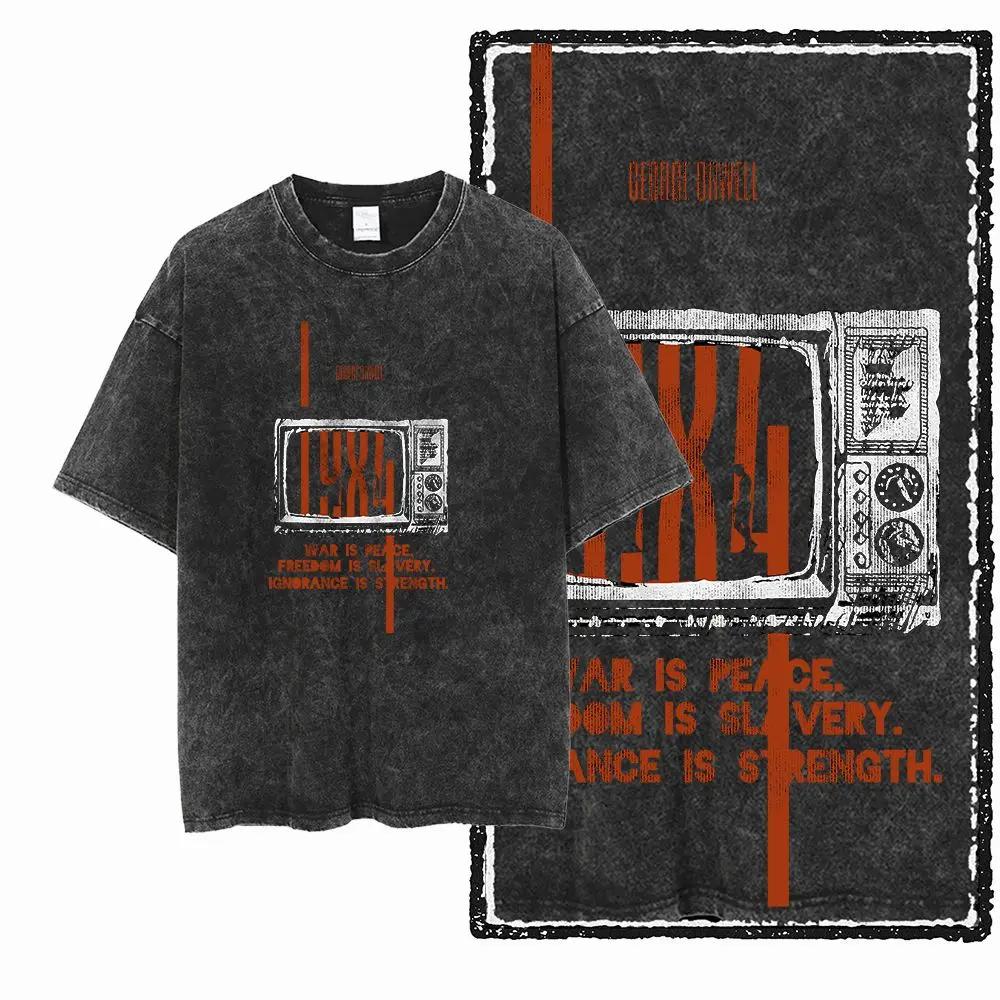 G02 exclusif 100% coton grande taille 1984 graphique hommes T-shirt |   T-shirt col rond pour hommes
