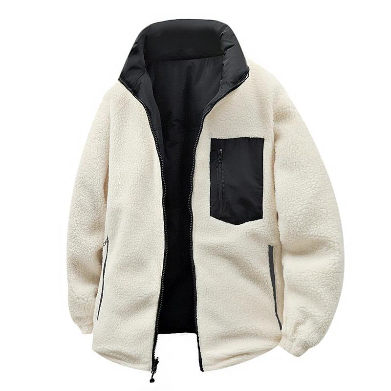 Veste d'extérieur rembourrée en coton et peau d'agneau Double face pour hommes, veste d'hiver rembou