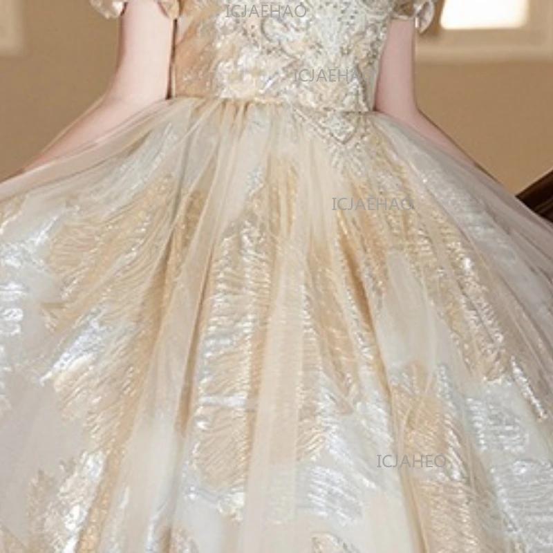 Robe de princesse champagne vintage pour filles 2026 – Robe de soirée, demoiselle d'honneur, mariage