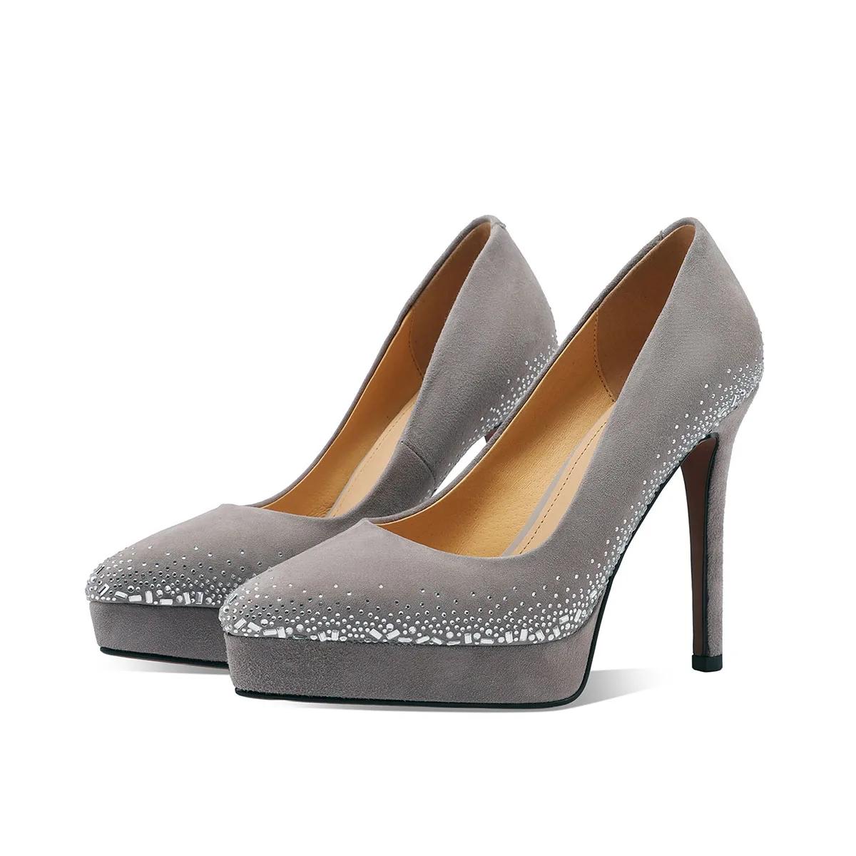 Escarpins à plateforme Arden Furtado en daim de mouton, à bout pointu et talons fins, super talon ha