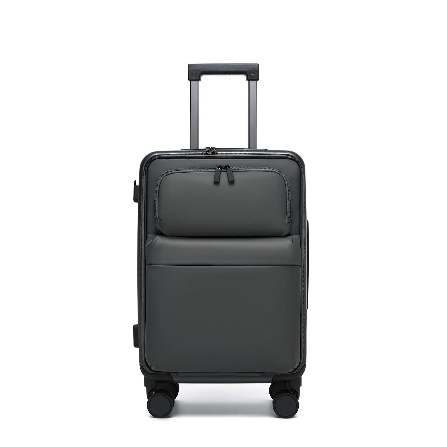 Valise souple à ouverture frontale avec cadre en aluminium et roulettes pivotantes, bagage cabine po
