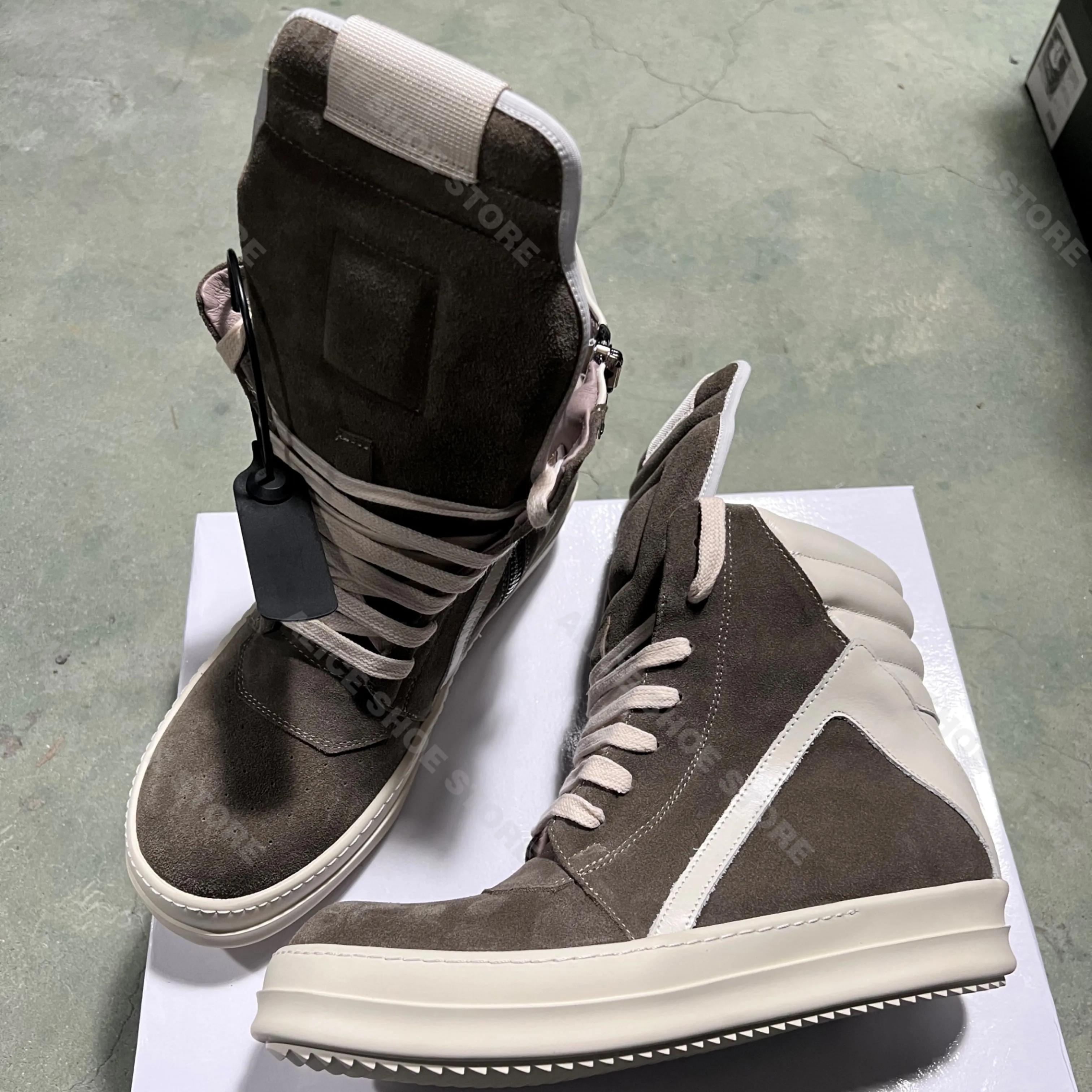 Marque décontracté hommes chaussure haut femmes Sneaker qualité marron Geobasket vache daim fermetur