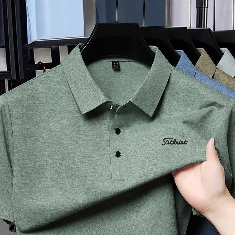 Polo de luxe premium pour homme, nouveau t-shirt à col boutonné avec imprimé lettres, style européen
