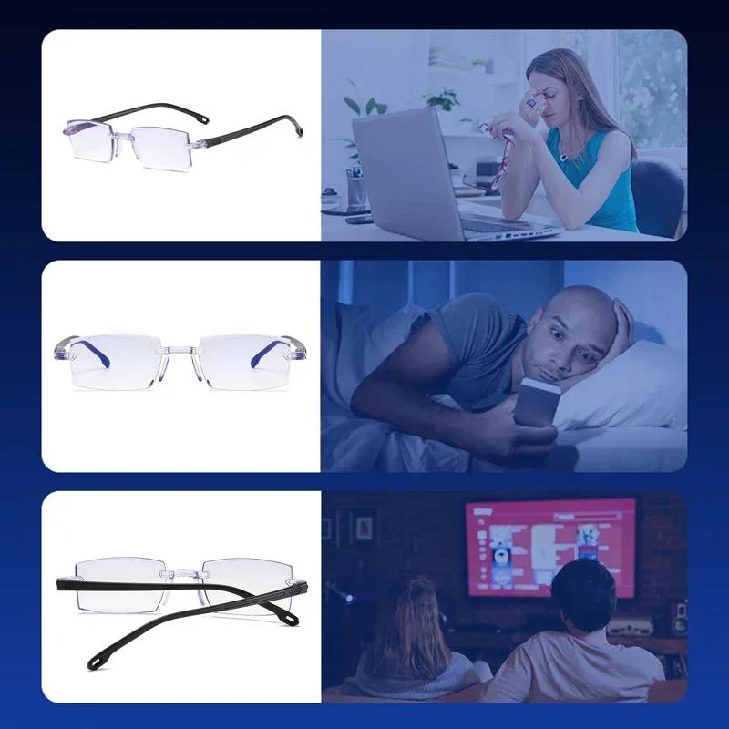 Lunettes de lecture 0 -1.0 à-4.0 myopie Glasse sans monture Anti lumière bleue hommes myopie lunette