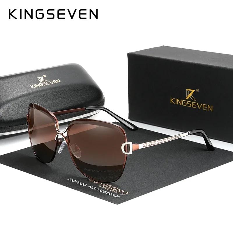 KINGSEVEN – lunettes de soleil rondes pour femmes, marque de luxe, verres polarisés dégradés, papill