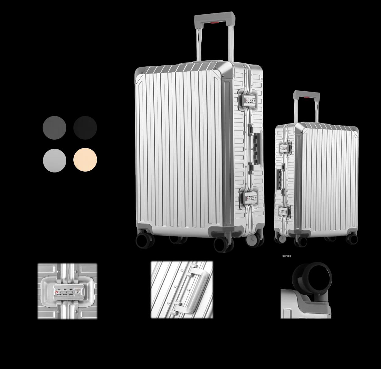 Ensembles de bagages durables grande capacité 2026 – Valises 100 % aluminium avec roues pour femmes,