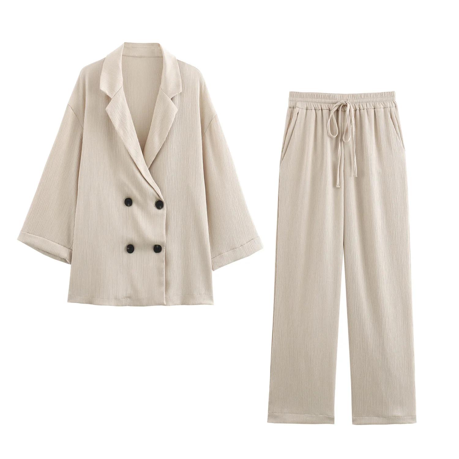 Ensemble veste et pantalon décontractés pour femmes, déformés, trempés, à la mode, style européen et
