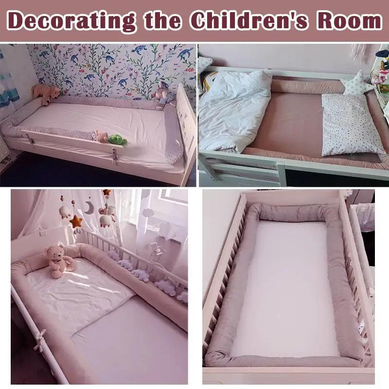  ﻿   Coussin d'oreiller de lit pare-chocs pour bébé de 2M de Long, pour protection de berceau de bé