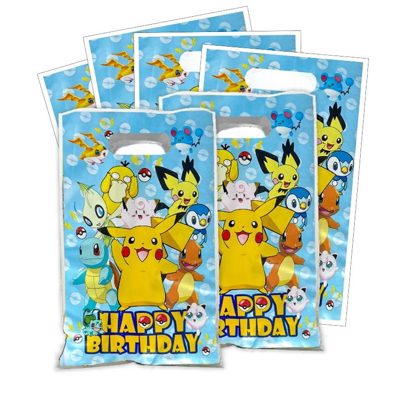 Nouveau sac Pikachu Pokemon décorations d'anniversaire sacs cadeaux en plastique sacs de butin boîte