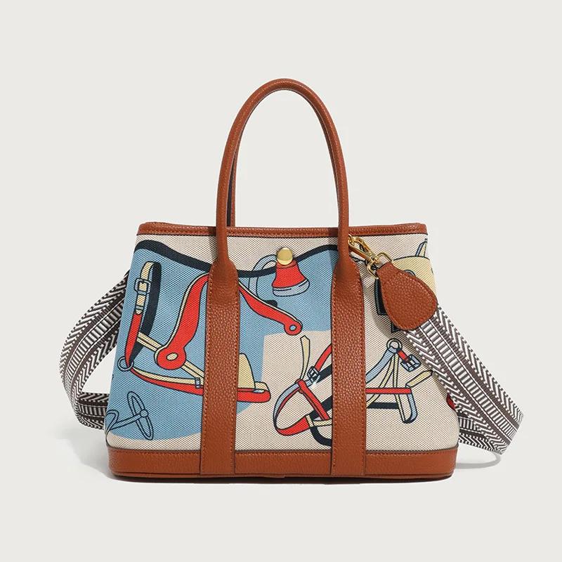 Sac à langer de luxe classique pour femme, sac fourre-tout en cuir élégant et polyvalent, grande cap