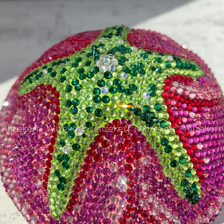 Alizekerr Rose en forme de cristal sacs de soirée femmes magnifique Chic strass fleur pochette sacs 
