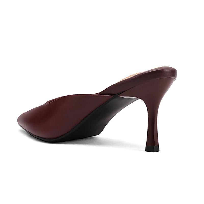 SmallHut 2026 – Nouveauté Été – Mules en Cuir Véritable pour Femme – Sexy, Noires, Abricot, Bordeaux