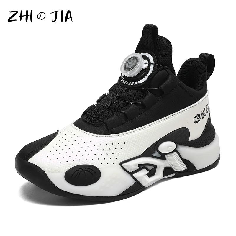 Chaussures de basket-ball d'entraînement pour enfants, baskets de printemps à boucle rotative pour g