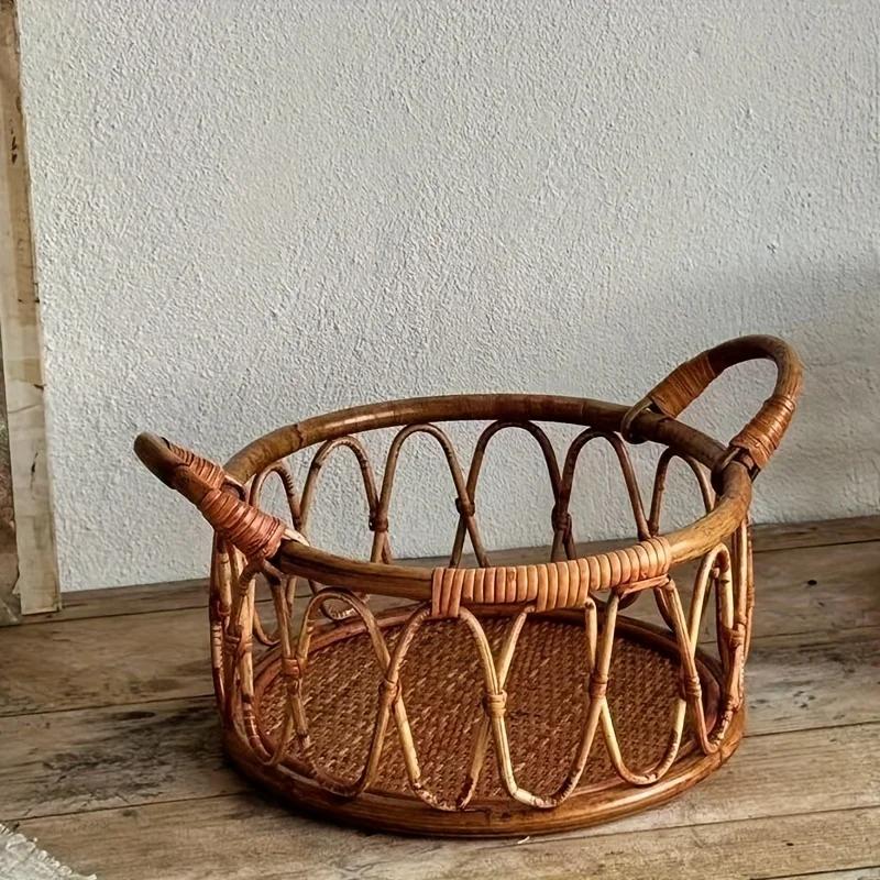 Accessoire photo pour nouveau-né : panier en rotin indonésien tissé à la main pour garçons et filles