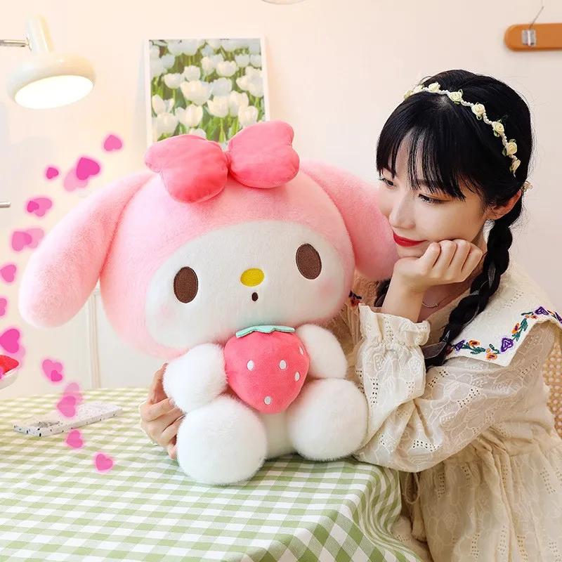 25 cm Sanrio fraise Kuromi oreiller en peluche jouet doux en peluche fraise mélodie Figure poupée ca