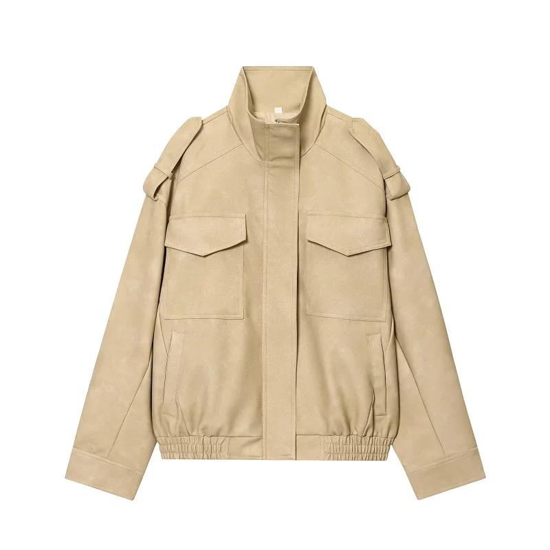 MUJER daim Bomber veste femme surdimensionné Demi-saison vestes pour femmes vêtements d'extérieur hi