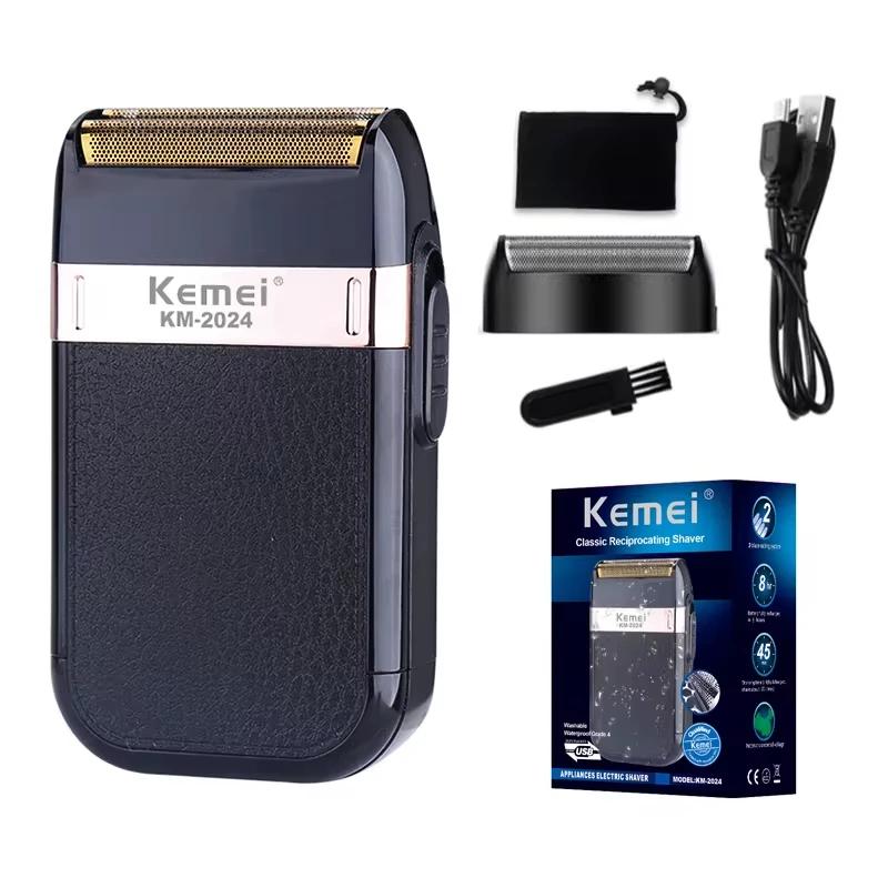 Kemei rasoir électrique pour hommes à la mode hommes coque en cuir étanche Rechargeable professionne