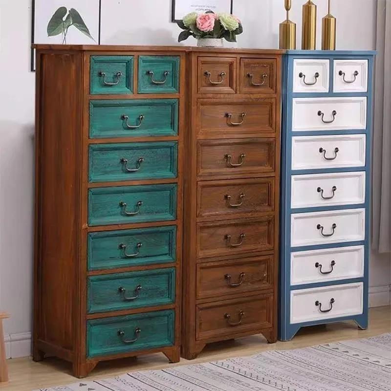 Armoire de chevet rétro sans assemblage, commode vintage avec 4 portes de proximité, coffre de range