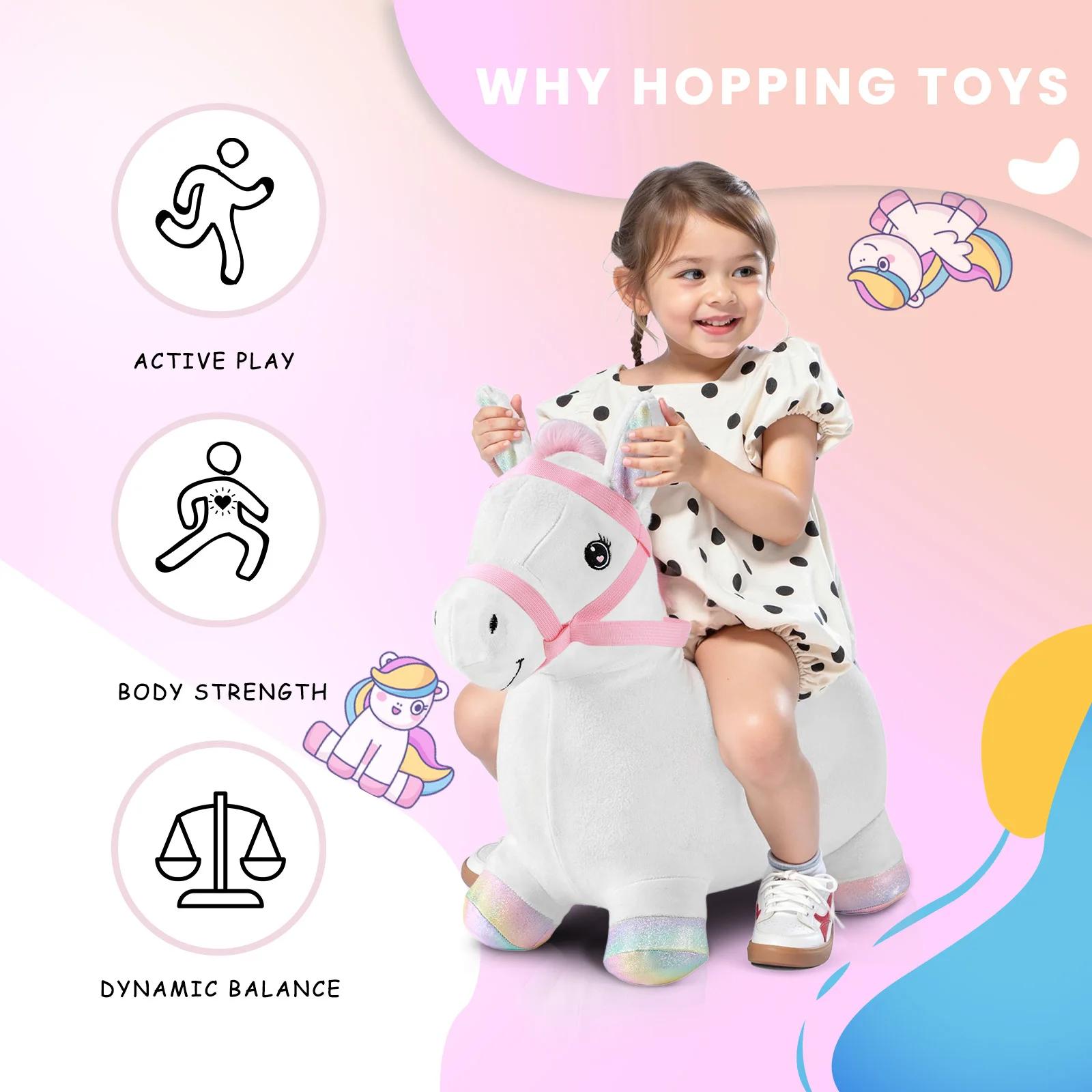 Cheval de saut gonflable Pals, jouet gonflable de trémie d'animal en peluche rebondissante pour tout