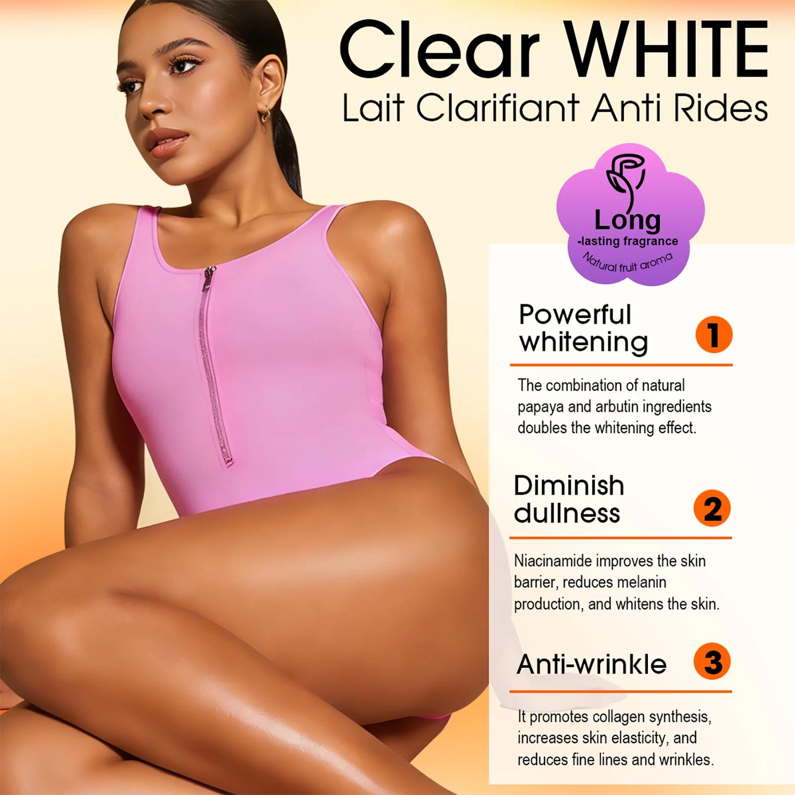 LKIAE Lotion Corporelle Éclaircissante à l'Arbutine et à la Papaye, Crème Hydratante, Améliore les P