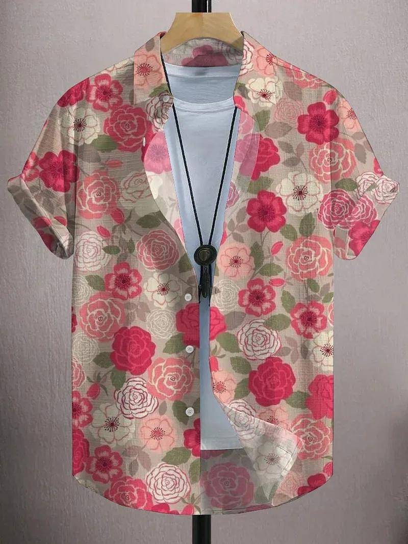 Chemises graphiques artistiques pour hommes, chemise à manches courtes boutonnée à revers pour l'été