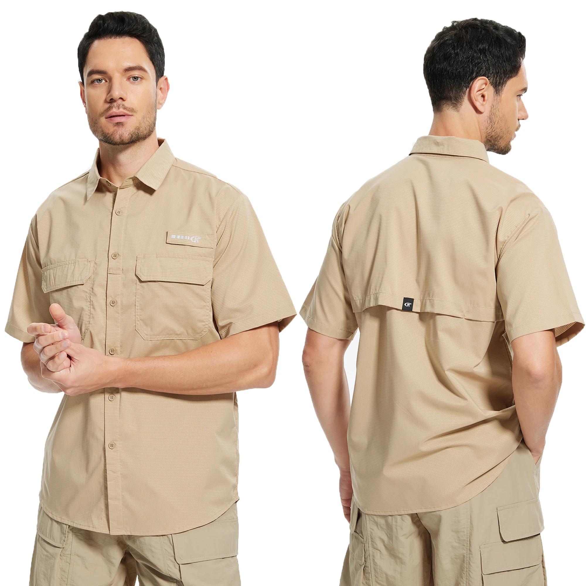 Chemises de pêche pour hommes UPF 50+ à manches longues/courtes, chemise décontractée à boutons avec